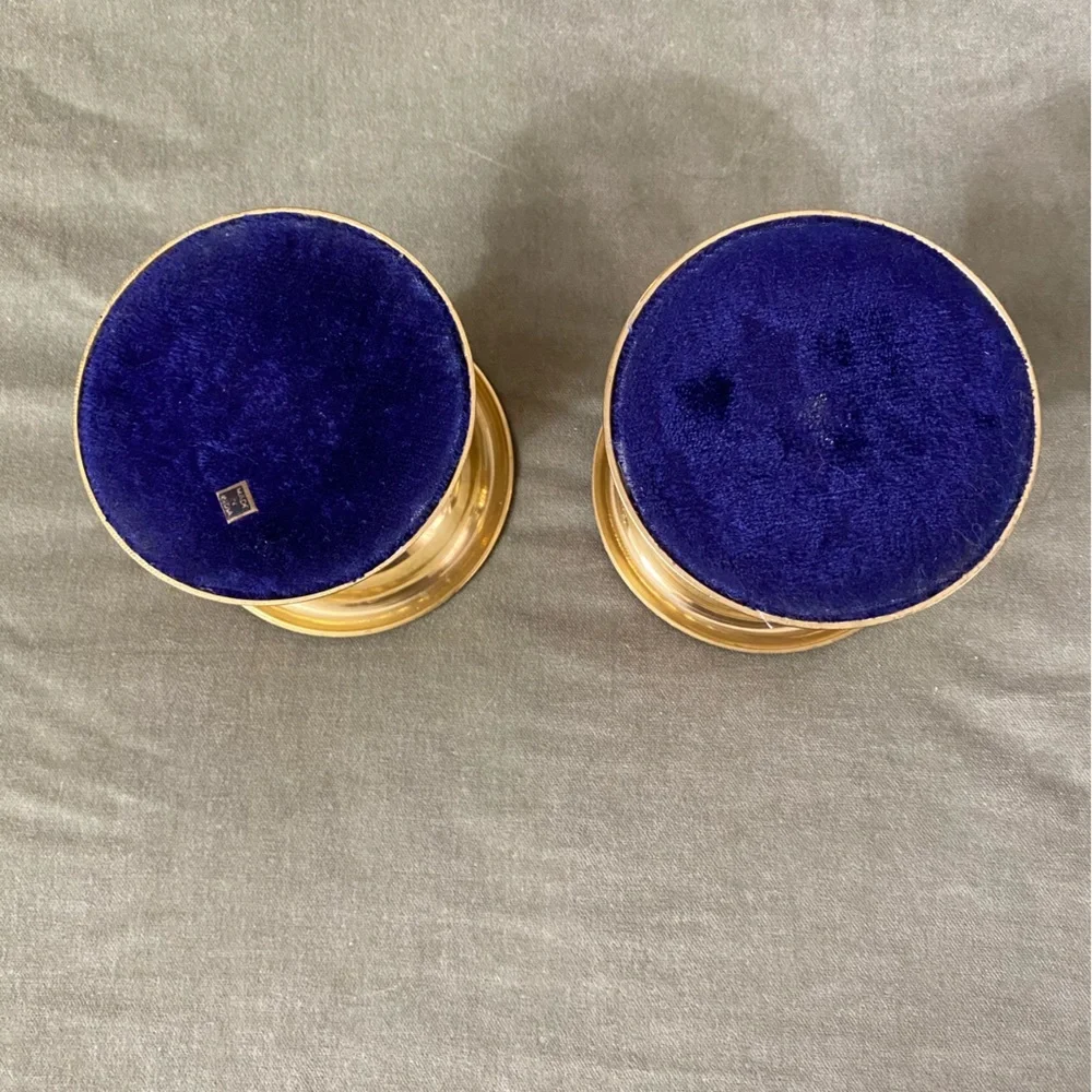Vintage Brass Candle Holders set of 2 Made In India smooth with ribbed center 21